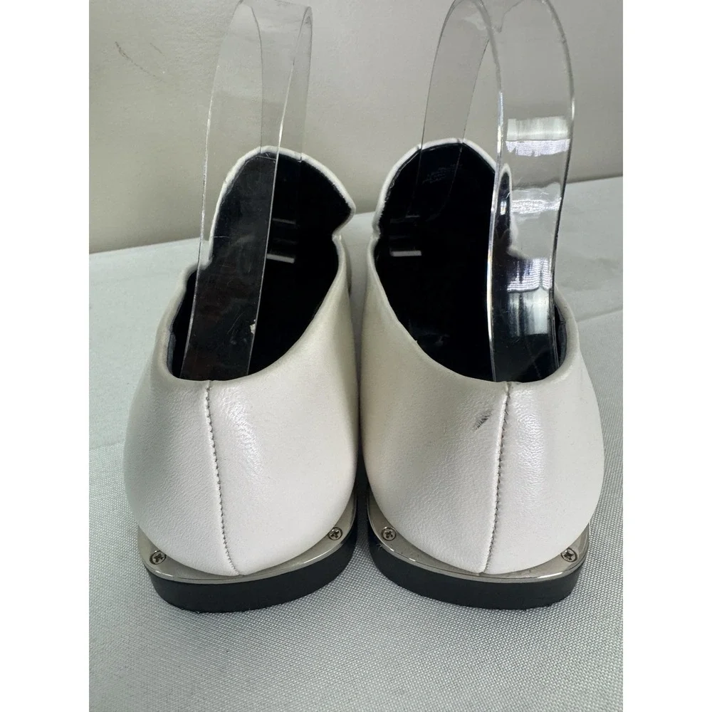 Marc Fisher Women 10M White Hemmy Loafers Square Toe Flats Buttery Soft Leather